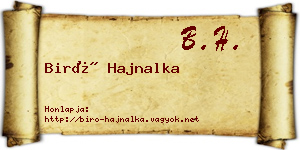 Biró Hajnalka névjegykártya